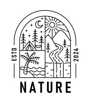 Natural view in the form of a window Stock Illustration