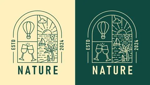 Natural view in the form of a window illustration Stock Illustration