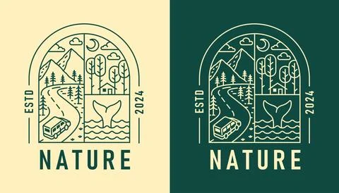 Natural view in the form of a window illustration Stock Illustration