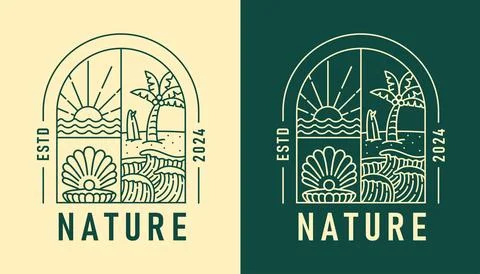 Natural view in the form of a window illustration Stock Illustration