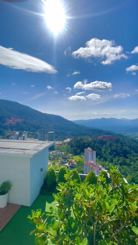 Natural view from the top floor of Windmill Upon Hills Premium Suites apartment Stock Footage 295471213