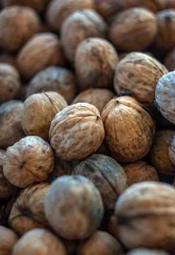 Natural walnut background pattern texture Abstract walnuts heap pattern backg Stock Photos