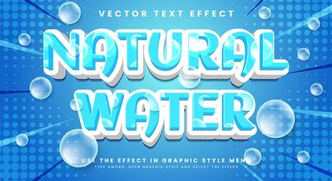 Natural Water 3d editable text effect Template Stock Illustration