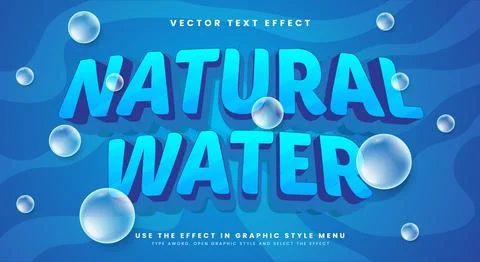 Natural Water editable text effect template Stock Illustration
