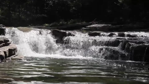 Natural waterfall and lagoon Stock Footage 177051689