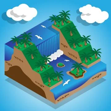 Natural waterfall. Stock Illustration