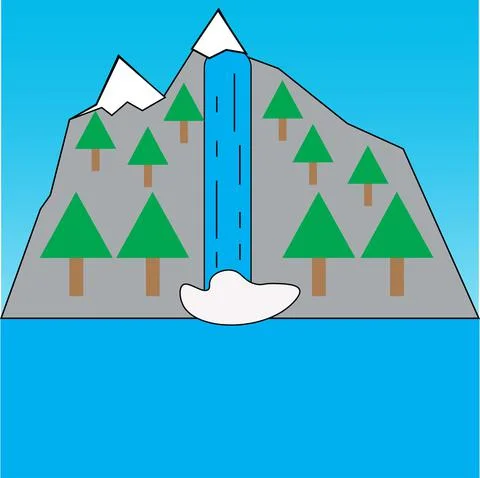 Natural waterfall Stock Illustration