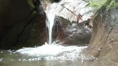 Natural Waterfall Stream Flowing in Forest Environment Scenic View Stock Footage 330542984
