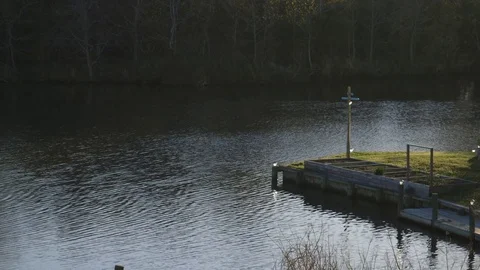 Natural Waterway Separating in Two Directions Vídeo Stock 74374963