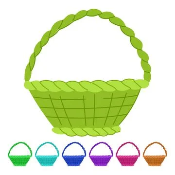 Natural wicker basket vector cartoon graphic Stock Illustration
