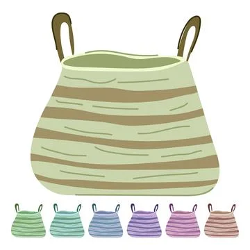 Natural wicker laundry basket vector cartoon graphic Stock Illustration