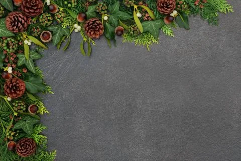 Natural Winter Background Border Stock Photos