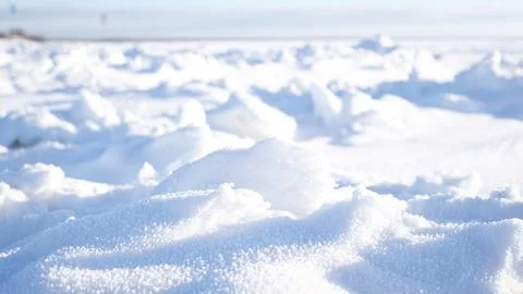Natural winter background from snow falling on the ground Stock Photos