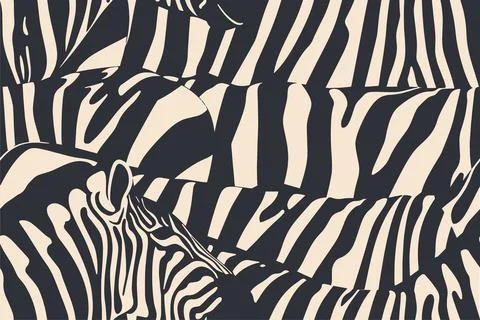 Natural zebra geometric seamless pattern. Safari fur cartoon isolated textile Stock Illustration