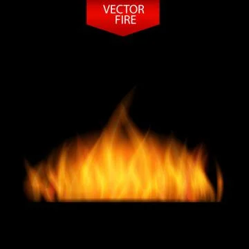 Naturalistic Fire on Dark  Background. Vector Illustration Illustrazione stock