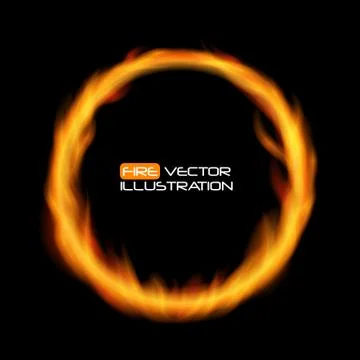 Naturalistic Fire Frame on Dark  Background. Vector Illustration Illustrazione stock