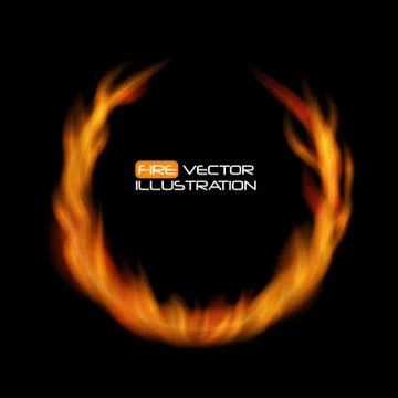 Naturalistic Fire Frame on Dark  Background. Vector Illustration Illustrazione stock
