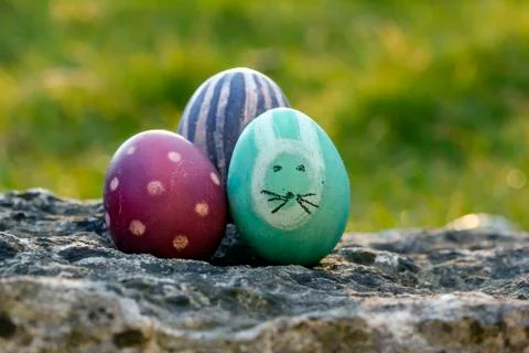 Naturally colored Easter eggs Stock Photos