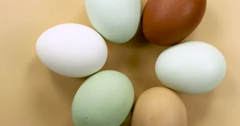 Naturally colored eggs rotating Stock Footage 147214166