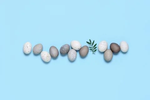 Naturally dyed Easter eggs put in line Stock Photos