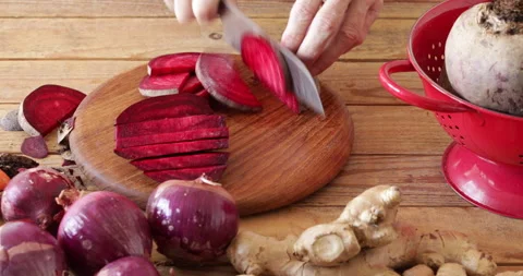 Naturally fermented red beet root kvass preparing Stock Footage 303669967
