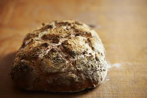 Naturally fermented rye bread on the table Stock Photos