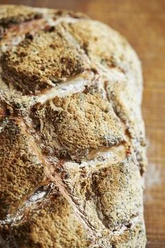 Naturally fermented rye bread on the table Stock Photos