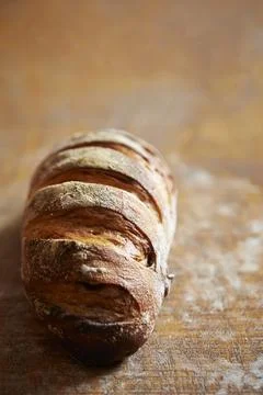 Naturally fermented rye bread on the table Stock Photos