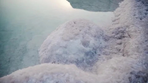 Naturally formed salt stone. Close up view of salt that is in the Dead Sea Stock Footage 273914099