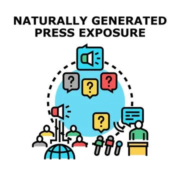 Naturally generating press exposure public relations strategy concept Stock Illustration