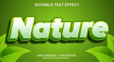 Nature 3d vector text effect with modern style design Stock Illustration