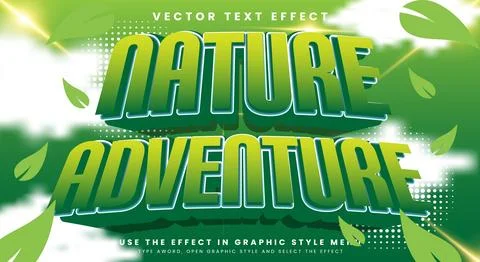 Nature Adventure 3d editable text effect Template Stock Illustration