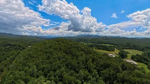 Nature Aerials: Panoramic High-Angle Drone View of Appalachian Mountains Stock Photos