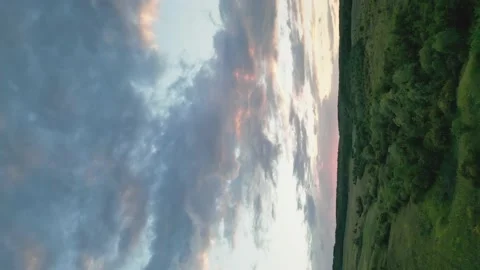 Nature against the backdrop of the sunset sky Stock Footage 233978947
