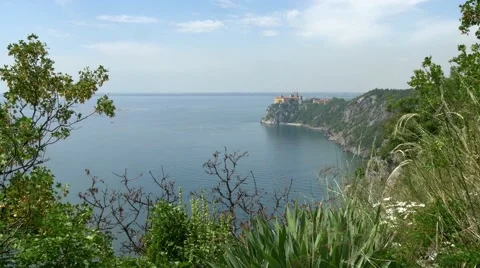 Nature and Duino castle on Rilke trail Stock Footage 68346016