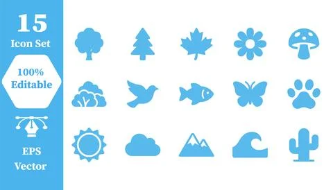 Nature and environment elements icon set with environment butterfly mountain Stock Illustration