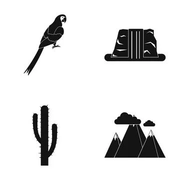 Nature and exotic landscape elements icons set イラスト素材