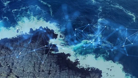 Nature and technology concept. Communication network. Oceanography. Stock Footage 121322646