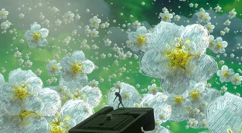 Nature and wilderness theme. Imaginary world. Alternative realm. Surrealism. Stock Illustration
