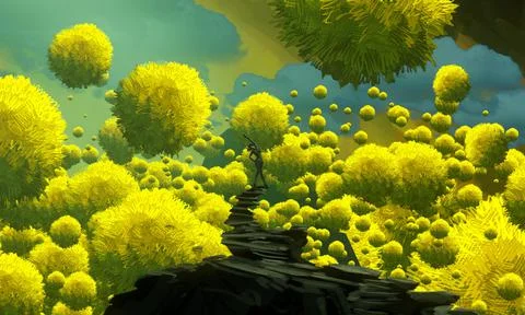 Nature and wilderness theme. Imaginary world. Alternative realm. Surrealism. Stock Illustration