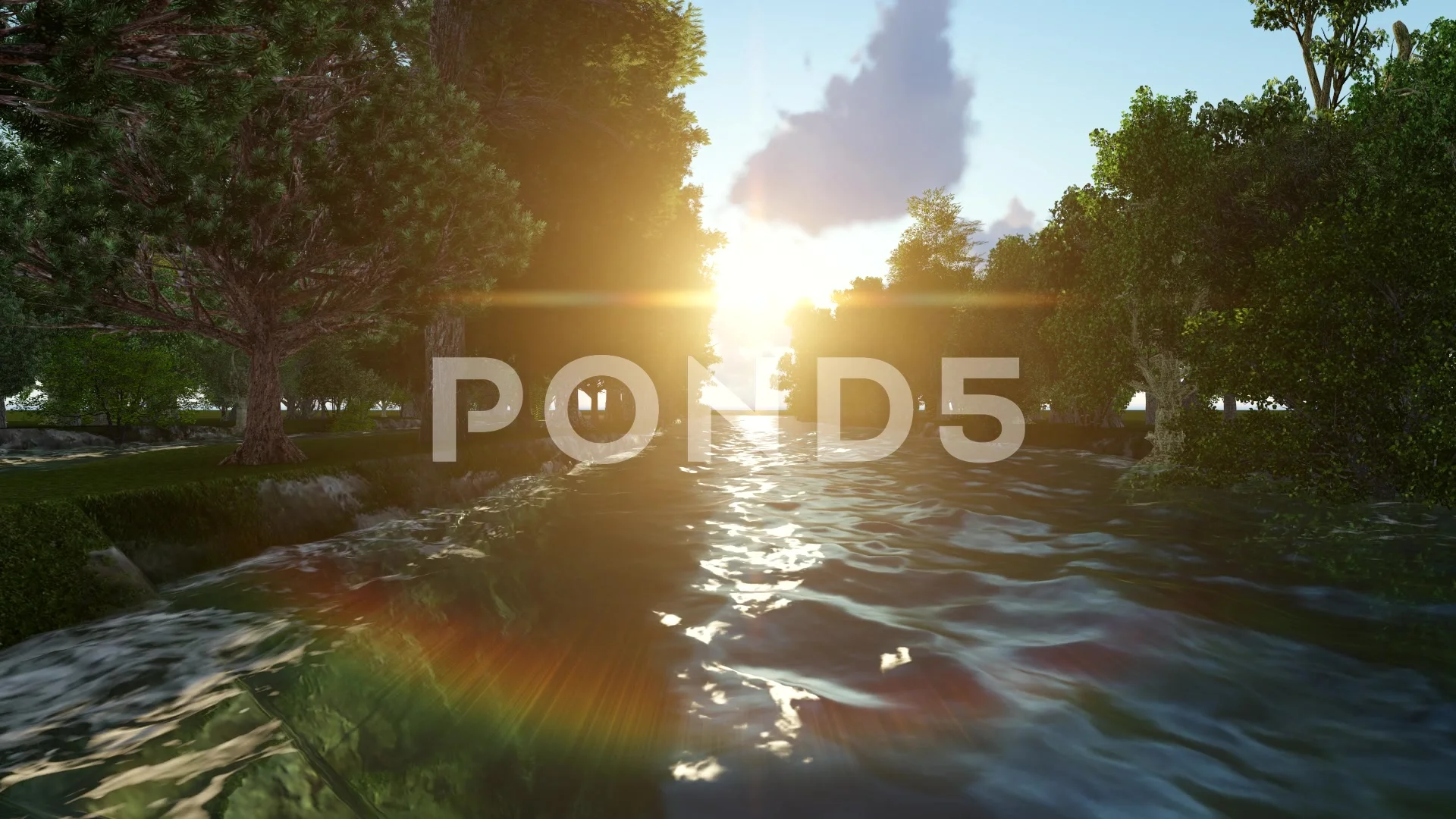 Nature Animated Video Moving Over River ... | Stock Video | Pond5