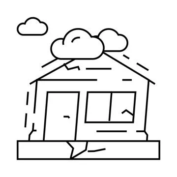 Nature apocalypse line icon vector illustration Stock Illustration