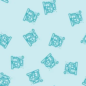 Nature apocalypse line vector seamless pattern Stock Illustration