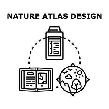 Nature atlas design concept exploring environment and education Stock Illustration