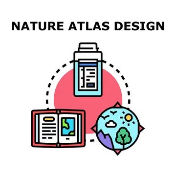 Nature atlas design concept exploring environment and education Illustrazione stock