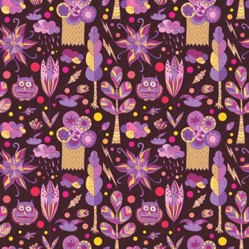 Nature baby doodle pattern Stock Illustration