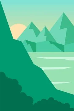 Nature backdrop. mountain and tree with sky. Illustrazione stock