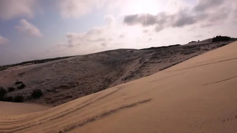 Nature Backdrop View of Pristine White Sand Dunes Desert Landscape Stock Footage 340964308
