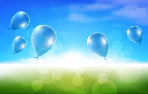 Nature background with balloons Stock Illustration