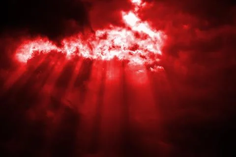 Nature background. Dramatic clouds on the sky in red colors Stock Photos